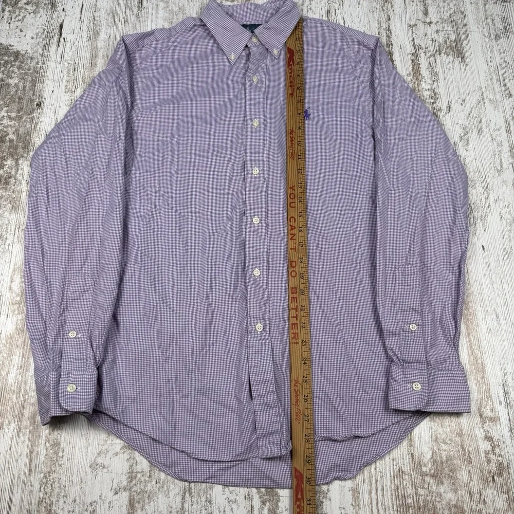 Ralph Lauren Button Down Shirt Sz M Check Long Sleeve Casual  Dad Business‎ - Picture 6 of 8